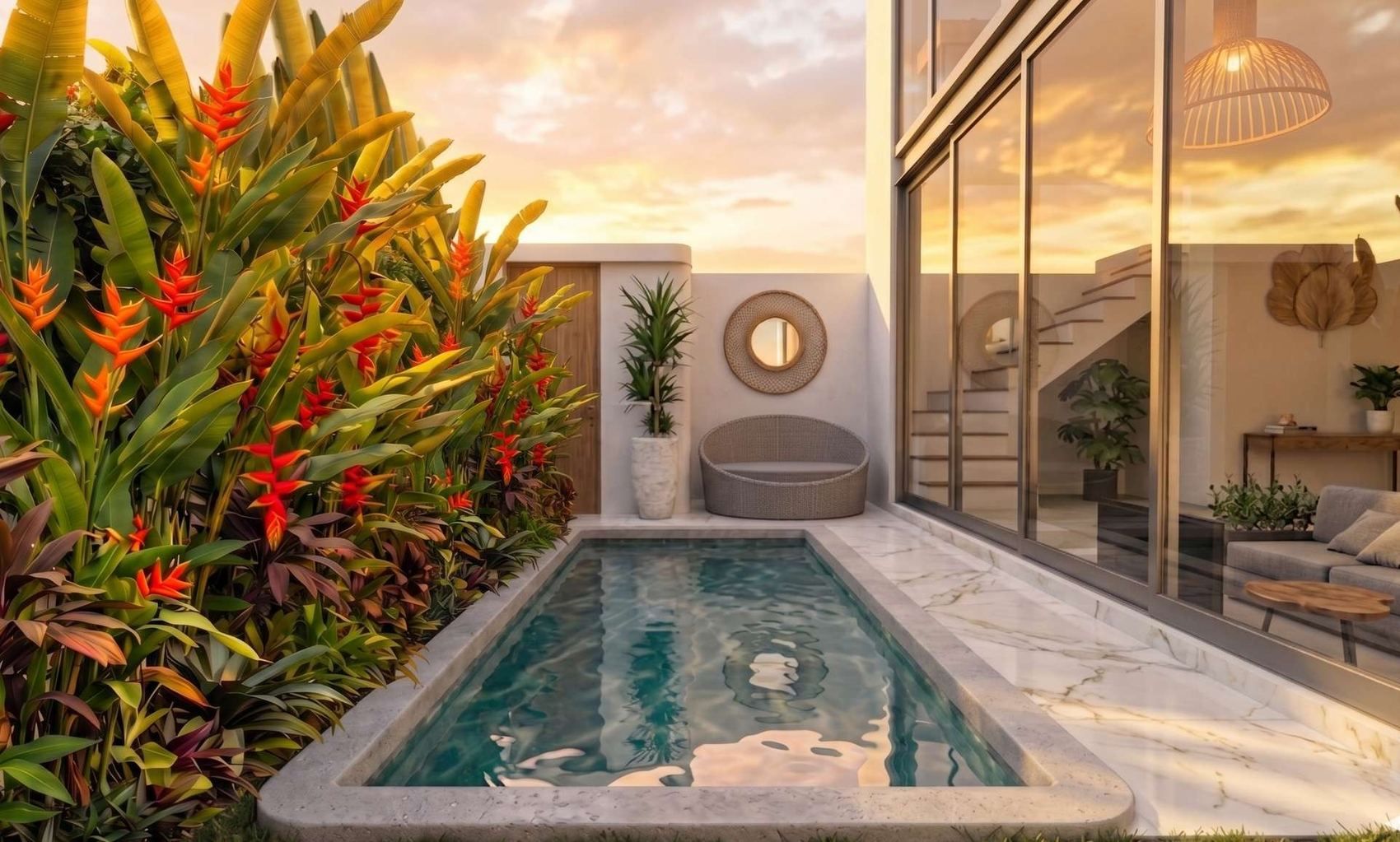 Rendering · Pool courtyard